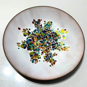 Vintage Handmade porcelain on copper plate